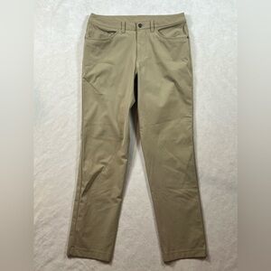 Lululemon 31W ABC Performance Stretch Flat Front Khaki Chino Stretch Cotton Pant